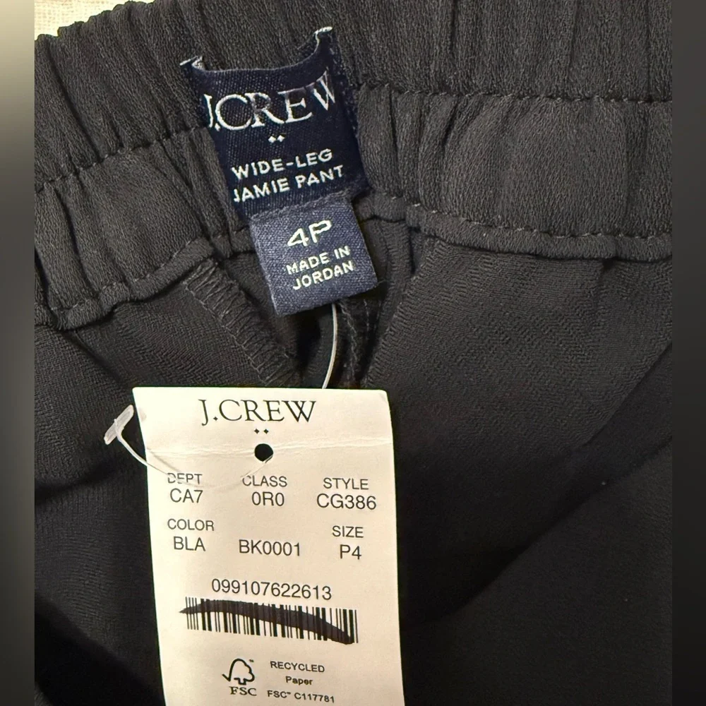 J. Crew Women’s Wide Leg Jamie Pants Trousers NWT 4P Classic Black